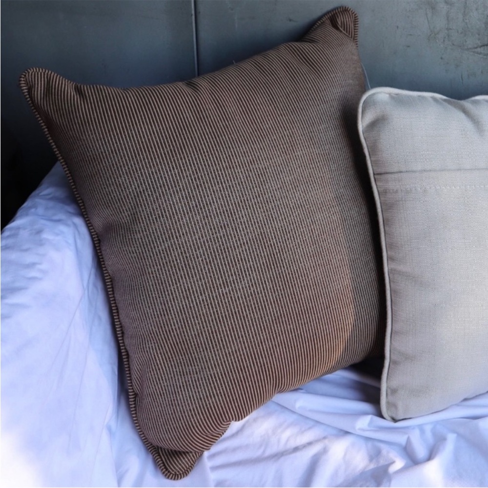 Sunbrella outdoor pillow tan brown ribbed